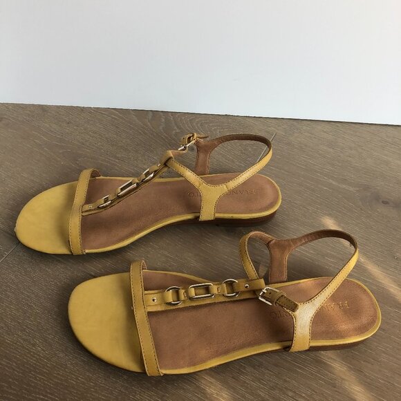 Franco Sarto Leather Sandals Pale Yellow Sz 9.5 - Picture 2 of 12